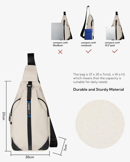 WATERFLY Small Crossbody Sling Backpack Anti Theft Backpack for Traveling Chest Shoulder Bag