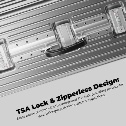 KARGO 29 Inch Check-In Luggage - Polycarbonate Hard Shell Suitcase with Aluminum Corners, Smooth-Rolling Wheels, Leather Handle, Aluminum Frame Luggage, Zipperless TSA Lock (Silver, 29 Inch Check-In)