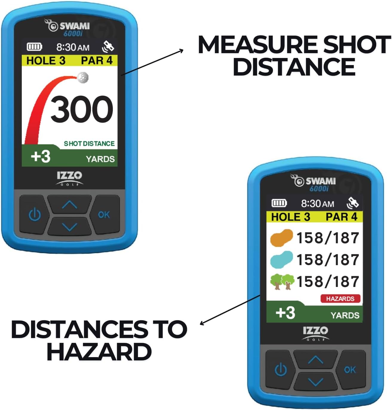 Izzo Swami 6000 Handheld Golf GPS Water-Resistant Color Display with 38,000 Course Maps & Scorekeeper