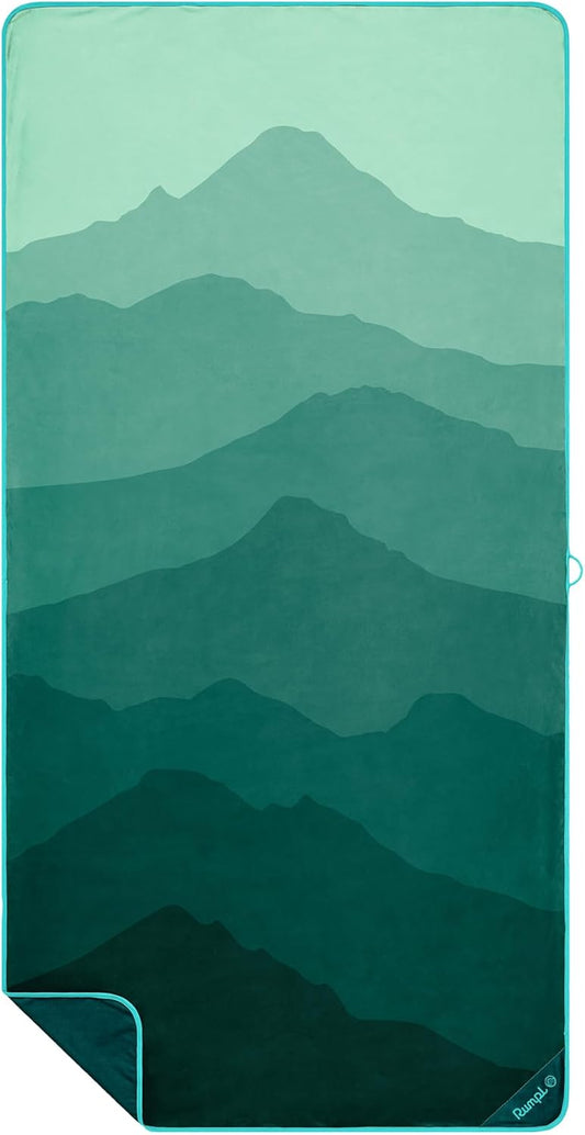 Rumpl Tech Towel Quick-Dry Towel for Travel, Beach, and Camp, Cascade Fade - Green