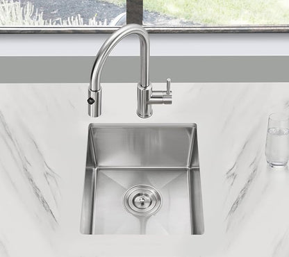 POPFLY 15x17 Inch Undermount Bar Prep Sink, 15” Undermount Rectangle Kitchen - Image 2