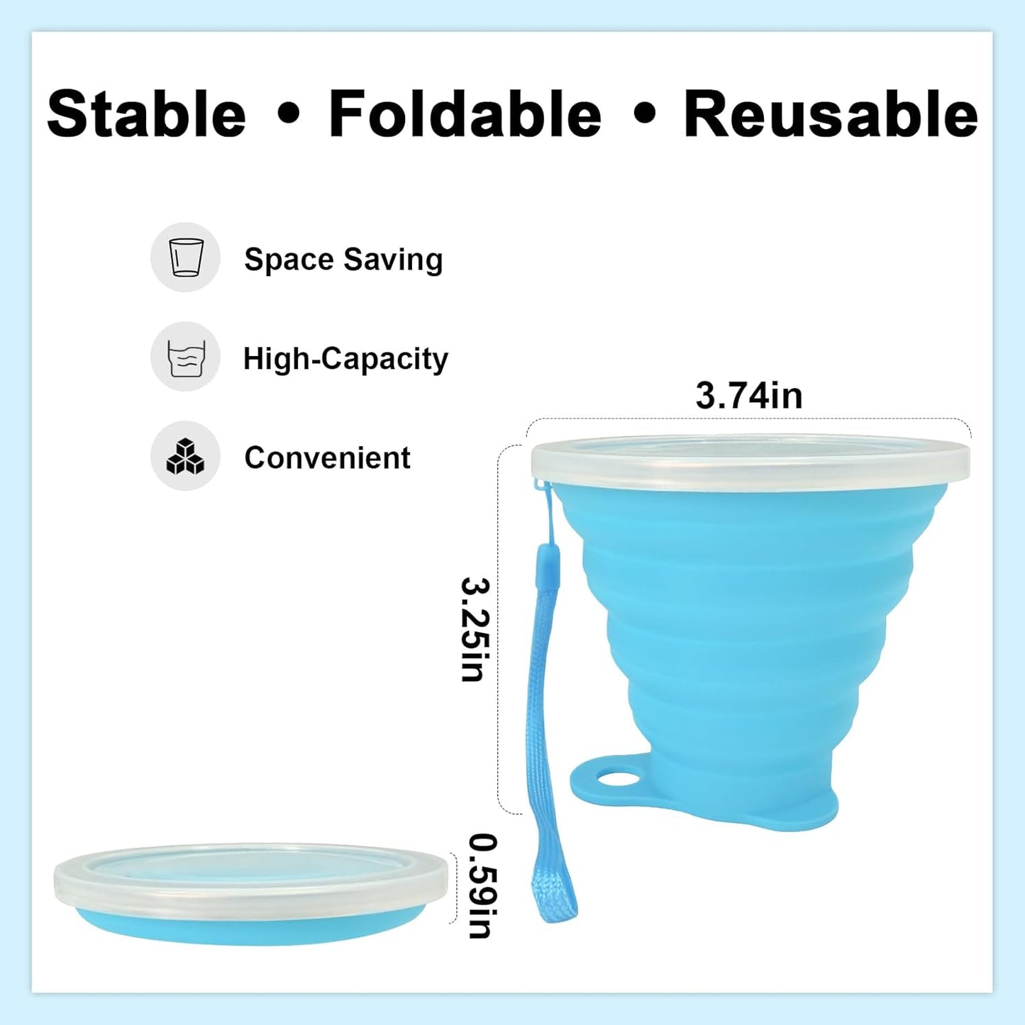 Guyuyii 4 Pack Collapsible Cup - Silicone Drinking Mug with Lids - Collapsible Cups for Traveling, Camping, Backpacking, On The Go, Everyday Use