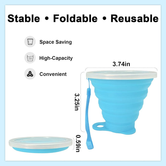 Guyuyii 4 Pack Collapsible Cup - Silicone Drinking Mug with Lids - Collapsible Cups for Traveling, Camping, Backpacking, On The Go, Everyday Use