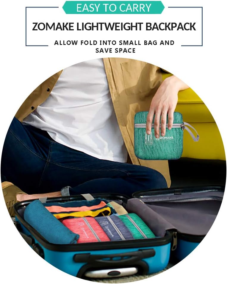 ZOMAKE 25L Ultra Lightweight Packable Backpack, Foldable Hiking Backpacks Water Resistant Small Folding Daypack for Travel(Dark Green)