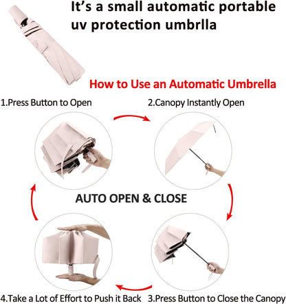 BAODINI Small UV Protection Travel Umbrella Compact for Rain and Sun UPF 50+ 41 inch Portable Umbrella for Women and Men