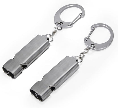 Whistle for Coaches Teachers, Emergency Survival Stainless Steel Whistles 2 Pack with Keychain for Referee Train Hiking Sports Boating Kayak Life Vest Jacket Lifeguard Outdoor Security