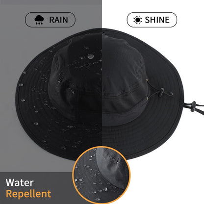 Home Prefer UPF50+ Mens Sun Hat Wide Brim Womens UV Protection Beach Bucket Hat for Fishing Hiking Snap Up Cowboy Hat