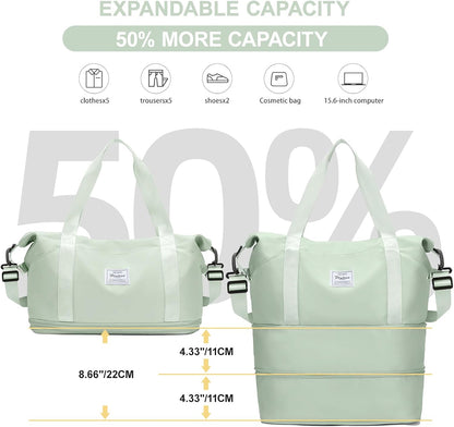 Travel Duffel Bag, Sports Tote Gym Bag, Shoulder Weekender Overnight Bag for Women