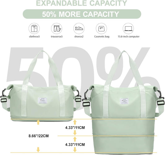 Travel Duffel Bag, Sports Tote Gym Bag, Shoulder Weekender Overnight Bag for Women