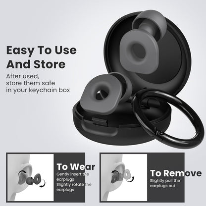 2 Pairs of Earplugs for Sleeping,Reusable Hearing Protection Earplugs with 8 Pairs Ear Tips & One Connector Cord,Soft Earplugs for Noise Reduction,Concert,Musician & Work - 25dB-30dB, Grey