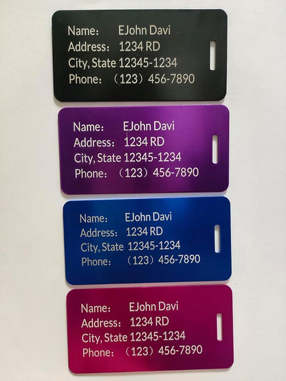 (5Pack Made in USA) Custom Personalized Luggage Tags-Customized Unique tag for Suitcase Backpack Travel,Bags (Black (3.8×2))