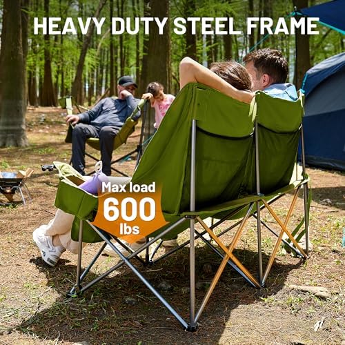 Timber Ridge Double Camping Chair Heavy Duty Outdoor Folding Camp Couch