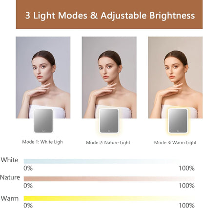 Makeup Bag with Led Mirror,Travel Makeup Organizer with 3 Color Setting, Portable Storage and Adjustable Dividers Travel Makeup Bag(CARAMEL COLOR)