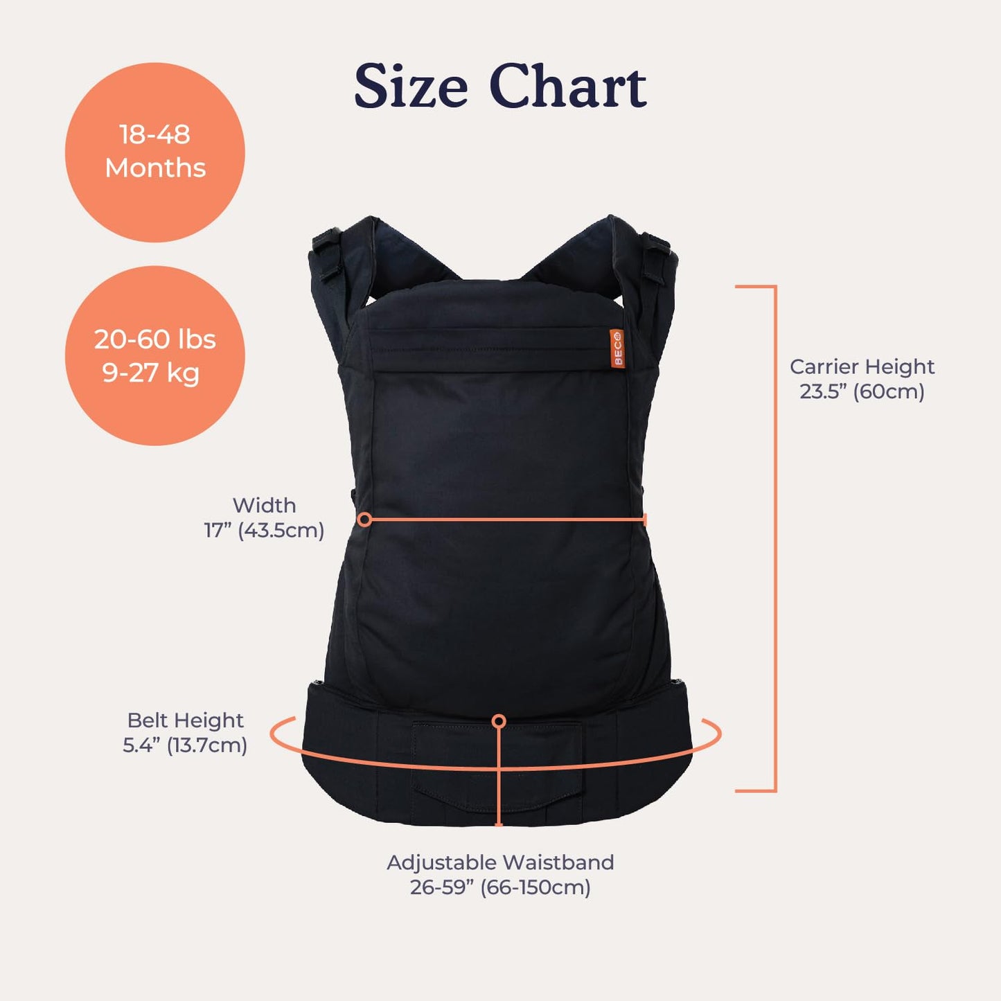 Beco Baby Carrier Toddler Carrier with Extra Wide Seat, 100% Cotton Toddler Carrying Backpack Style and Front-Carry, Lightweight & Breathable Child Carrier, 20-60 lbs (Grey)