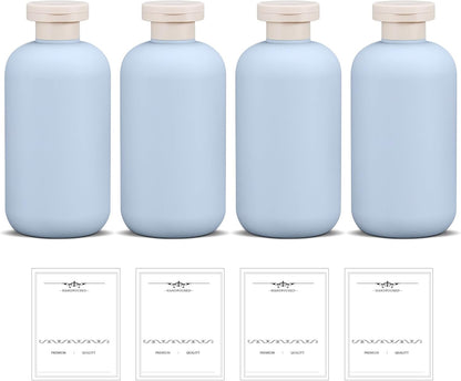 ASEVAT 6.7oz 4pack Refillable Travel Shampoo and Conditioner Bottles, Travel Size containers, Travel Bottle for toiletries, Squeeze Bottles with Flip Cap, Empty Plastic Leak Proof Travel Bottles