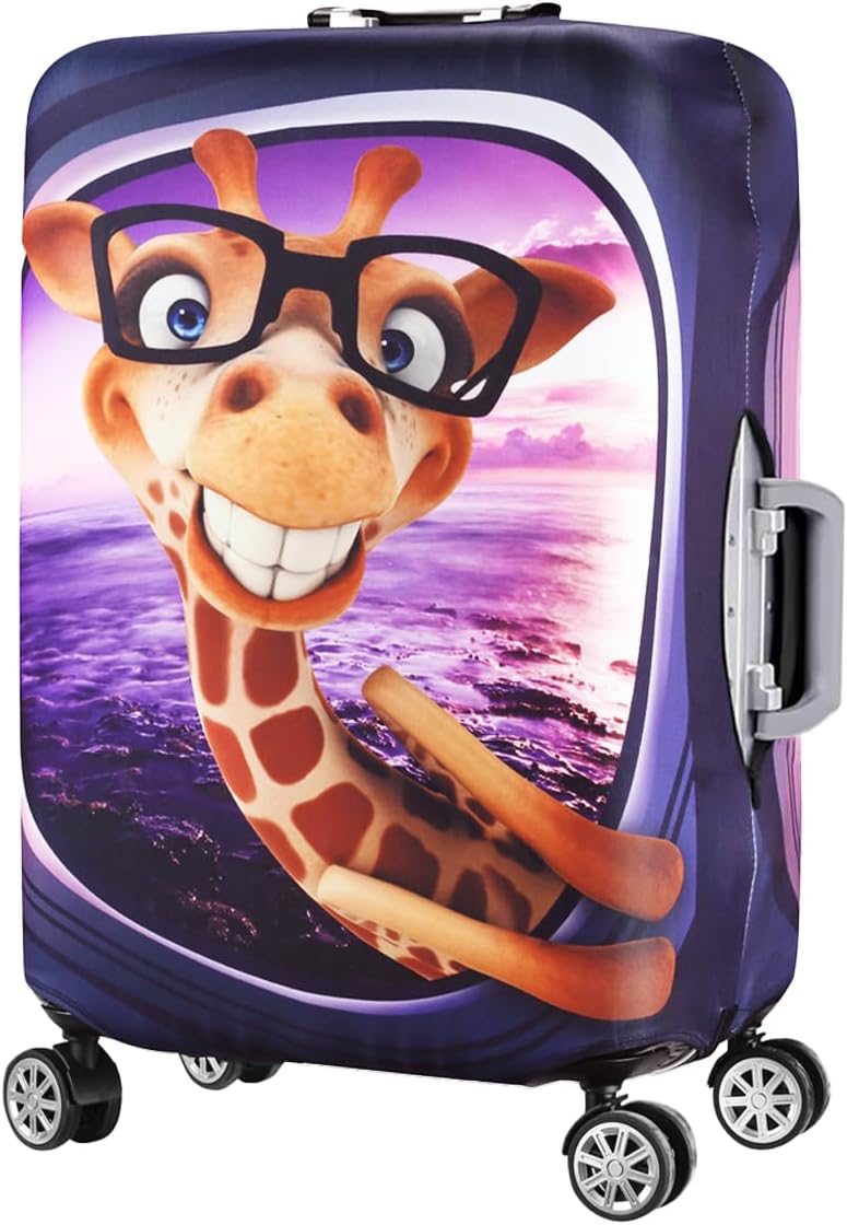 7-Mi 3D Print Design Travel Suitcase Protector Trolley Case Cover 19"-30" Sleeve (XL(Fits to 29"-30" Trolley Case), Giraffe(New Version))