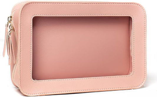 Clear Makeup Bag Small, TSA Approved Portable Toiletry Bag by FFpaw
