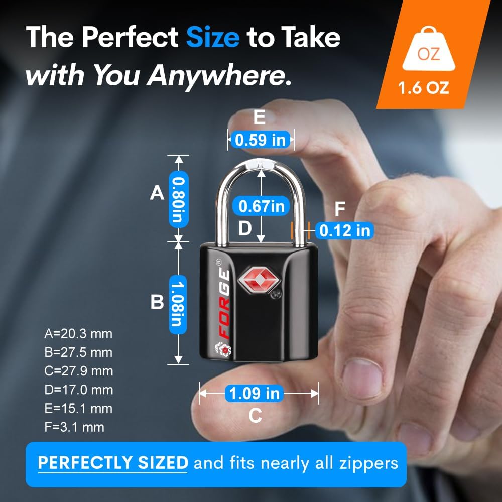 TSA Approved Luggage Locks, Ultra-Secure Dimple Key Travel Locks with Zinc Alloy Body