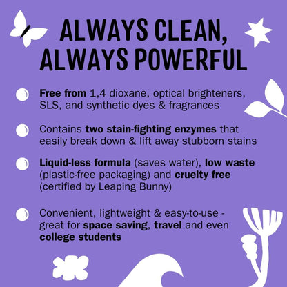 Molly’s Suds Laundry Detergent Sheets | Gentle on Sensitive Skin, Powerful Bio-Based Enzymes, Stain-Fighting | Liquidless & Plastic-Free Packaging | 120 Loads (Lavender)