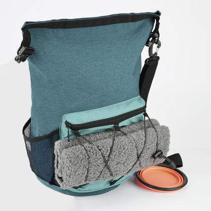 Waterproof Roll Top Pet Dog Food Travel Organizer Storage Bag Trash Bag Dispenser for Trips Outdoor Camping Free 350ml Portable Folding Bowl, 30 Cups / 10 lbs Large (Blue)
