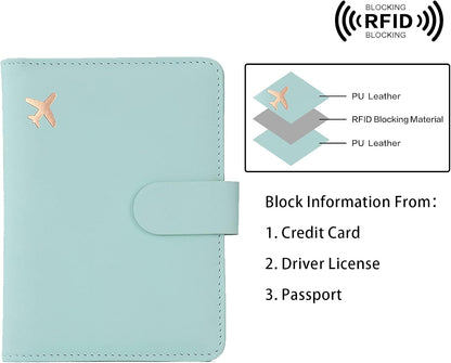 Melsbrinna Rfid Passport Holder for Travel women/Men, Cute Passport Wallet Rfid Blocking Card Slots, Rfid Passport Cover/CaseTravel Wallet, Passport Book Holder (1, Green1)