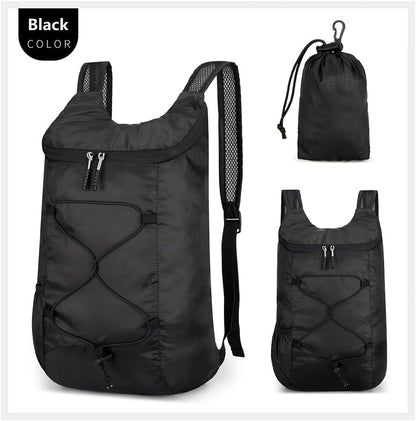 16L Hiking Daypack Lightweight Foldable Travel Backpack Water Repellent Camping Outdoor Packable Easy Carry-on Bag (Black)