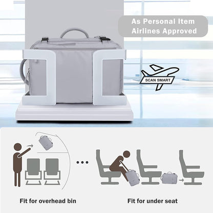 Hanples Large Travel Backpack for Women as Person Item Flight Approved, 35L Carry on Backpack,17 Inch Laptop Backpack with USB Charging Port, Travel Essentials with 2 Toiletry Bags (Gray)