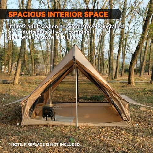 2 Person Hot Tents for Camping with Stove Jack, 4 Season Cabin Winter Tent