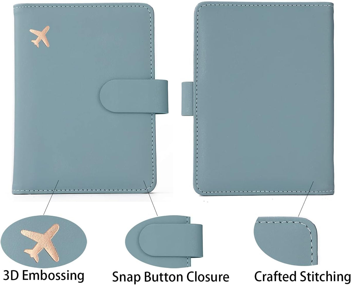 Melsbrinna Rfid Passport Holder for Travel women/Men, Cute Passport Wallet Rfid Blocking Card Slots, Rfid Passport Cover/CaseTravel Wallet, Passport Book Holder (2, Blue1Blue2)