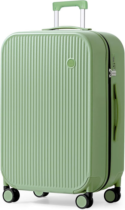 mixi 26 Inch Large Checked Luggage PC Hardshell Suitcases with Wheels for Travel Woman Men, Avocado Green