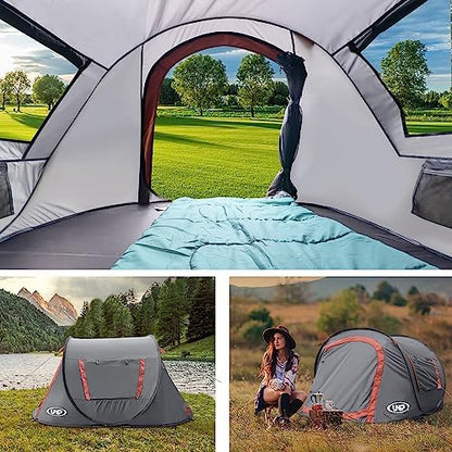 Pop-up Tent,2 Person Camping Tent,Instant Portable Beach Tent,Easy Pop Up Shade Tents 2 Doors for Camping Hiking & Traveling with Carrying Bag