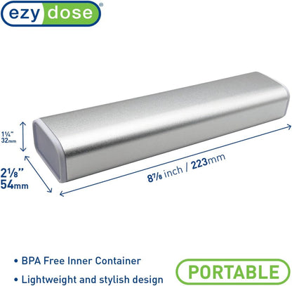 EZY DOSE Slide Pill Organizer, Stylish Medication Storage Case with Durable BPA-Free Plastic with Aluminum Exterior, Large 7-Day Weekly Compartments, Tablets, Vitamins, Compact, 9-Inch, Gray