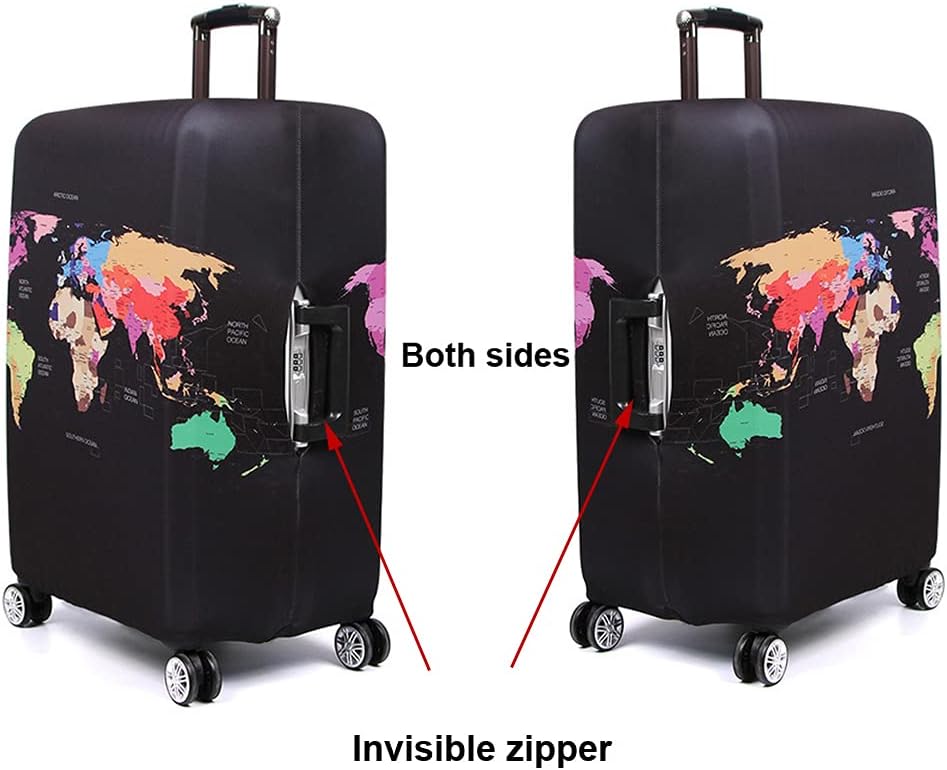 MosaiRudo Thicker Luggage Cover Elastic Suitcase Cover Protector Fits 18-32 Inch Suitcase Travel Accessories (World Map, L-)