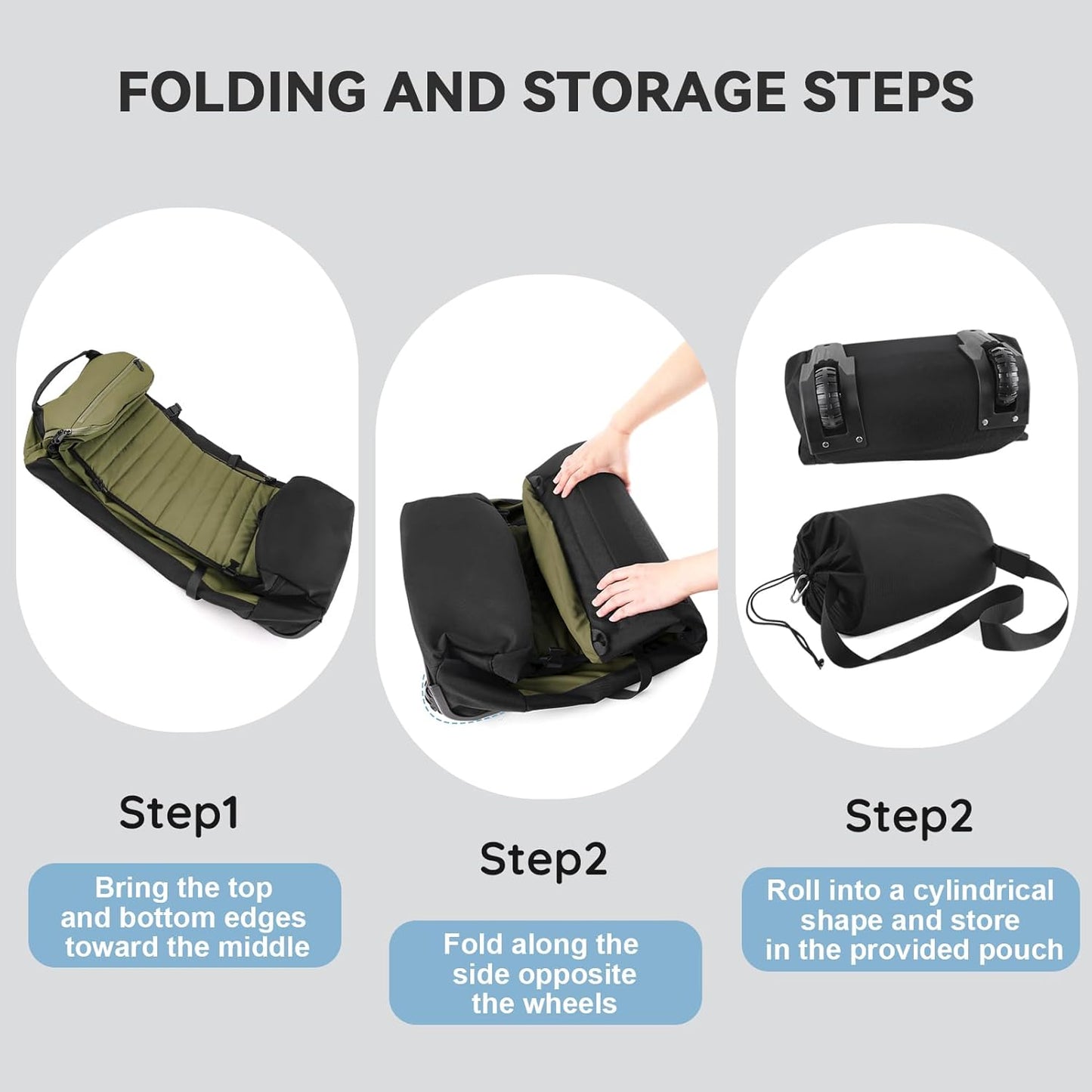 85L 29“ Foldable Rolling Backpack with Wheels, Soft-Side Travel Duffle Bag with Separate Shoe Compartment, Full Quilted Bottom, Army Green