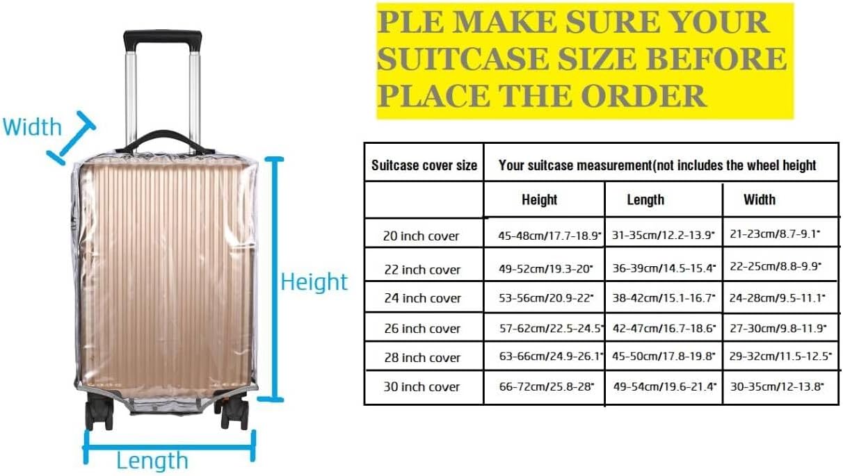 Clear PVC Suitcase Cover Protectors, Thicken Wheeled Luggage Cover Waterproof, Dustproof, Transparent (26")