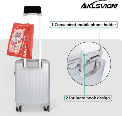 18-inch Carry-on Boarding Luggage: Equipped with Movable Wheels, TSA Approved,Under the Seat, Hard Shell Construction, Lightweight Bag with Essential Accessories (Pearl Silver)