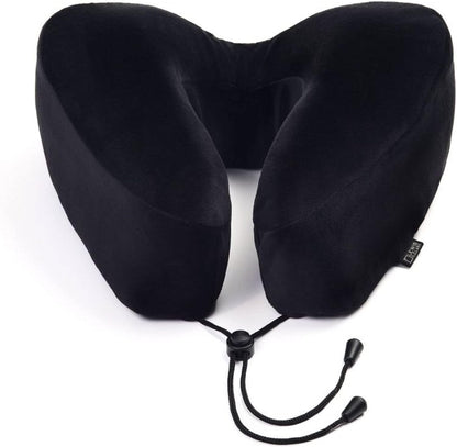 Lewis N. Clark Contoured Memory Foam Hexform Travel Cervical Neck Pillow for Shoulder & Neck Pain, Airplane, Camping, Kids & Adults, Premium, Black
