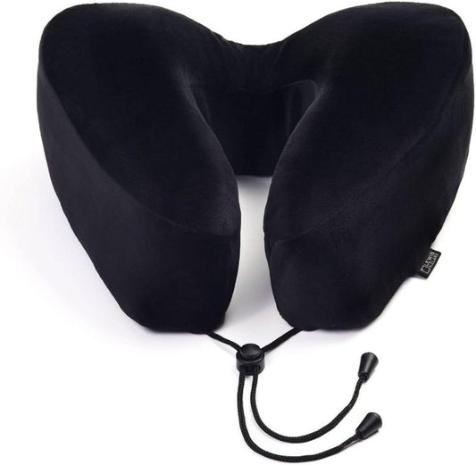 Lewis N. Clark Contoured Memory Foam Hexform Travel Cervical Neck Pillow for Shoulder & Neck Pain, Airplane, Camping, Kids & Adults, Premium, Black