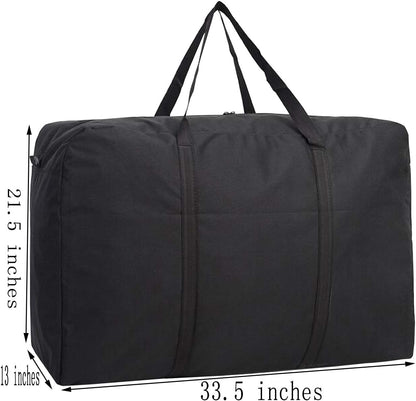 Large Storage Bags, 150L Waterproof Foldable Travel Duffle Bag with Reinforced Handles, Black Heavy Duty Moving Bags, for Bed Organize Clothing, Blanket