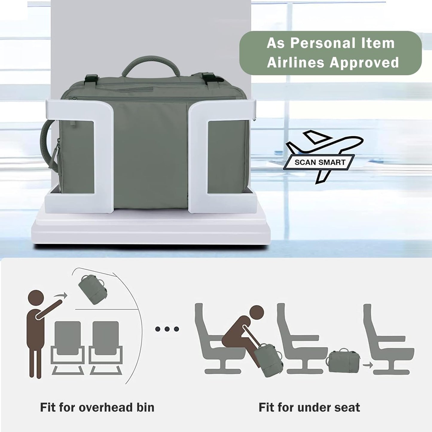 Hanples Women's Large 17.3 Inch Laptop Backpack, Olive Green, Waterproof, Suitable for Air Travel