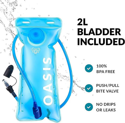 Water Buffalo Hydration Backpack - Lightweight Hydration Pack with 2L Water Bladder - Water Backpack for Hiking, Running, Biking, and Raves - Road Runner 12L Hydropack Backpack