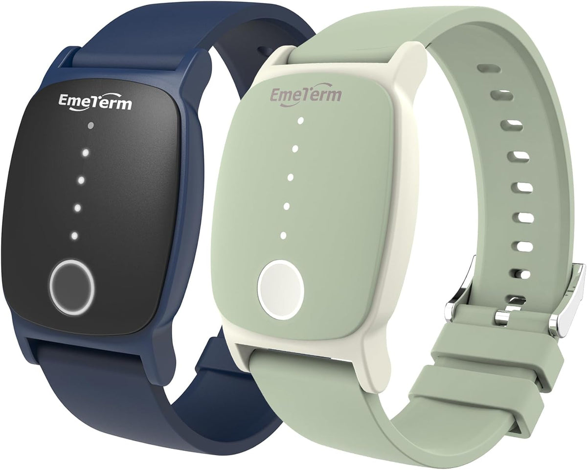 EmeTerm Explore FDA-Cleared Anti-Nausea Wristband IP67 Waterproof Morning Motion Travel Sickness Vomit Relief Rechargeable No Gel Drug Free Without Side Effects (2 Pack)