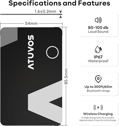 ATUVOS Rechargeable Wallet Tracker Card, Ultra Slim 1.6mm Wallet Card Tracker - Image 7