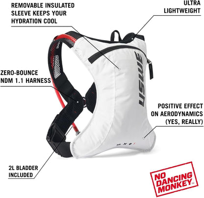 USWE Race 2.0, Ultra Lightweight Hydration Backpack with 2.0L / 70oz Water Bladder, Leak Proof Pack for Gravel, MTB, Running, Hiking, Cycling, Camping, Biking for Men,Women