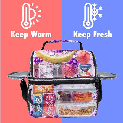 opux Lunch Bag Women Insulated, Adult Lunch Box Cooler, Flower Lunch Box - Image 2