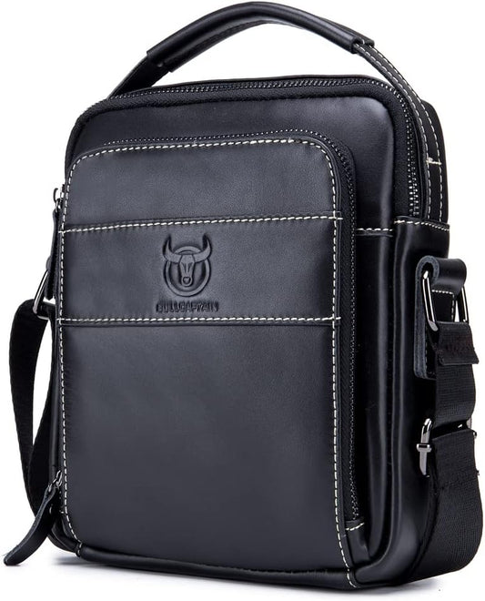 KPYWZER Genuine Leather Shoulder Bag Small Men Messenger Pack Handbag Sling Crossbody Bag Man Purse for Business