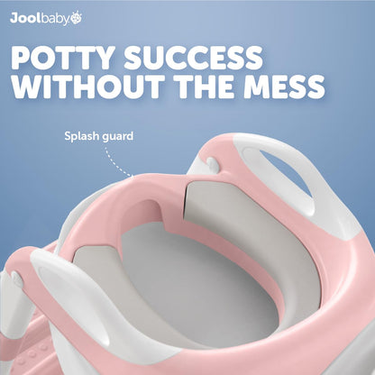 Jool Baby Potty Training Seat with 2 Step Ladder for Toddlers - Soft Cushioned Seat & Splash Guard, Adjustable Height (Pink)