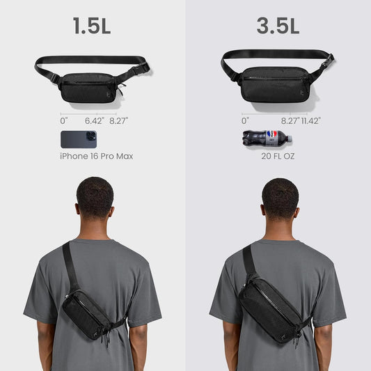 tomtoc 1.5L X-Pac Sling Bag with RFID Blocking, Crossbody Bag Minimalist Chest Shoulder Pack for Men/Women, Water-resistant Lightweight Casual Funny Pack for Travel, Daily Commute