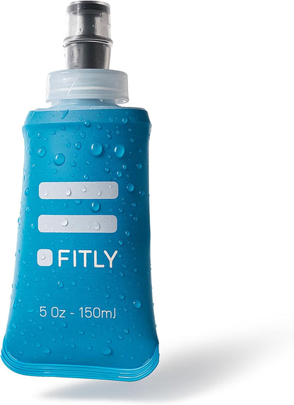 FITLY Soft Flask - Shrink As You Drink Soft Water Bottle for Hydration Pack - Folding Water Bottle Ideal for Running, Hiking, Cycling, Climbing & Rigorous Activity