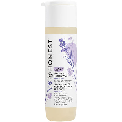 The Honest Company 2-in-1 Cleansing Shampoo + Body Wash | Gentle for Baby | Naturally Derived, Tear-free, Hypoallergenic | Lavender Calm, 10 fl oz